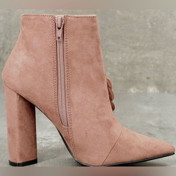 Qupid 3D Flower Embroidered Mauve Boots Size 5.5 - Picture 3 of 10